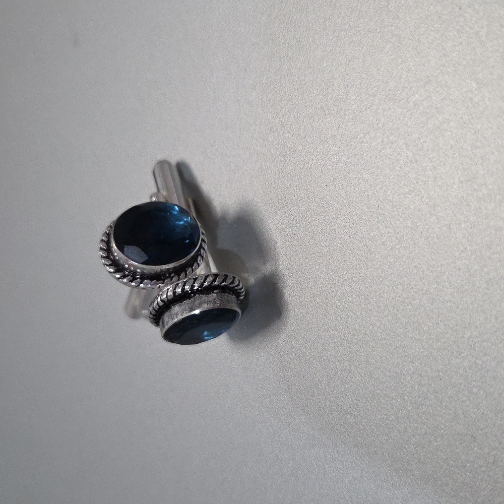 Sterling Silver London BLue Topaz Cuff Links - Picture 2 of 5